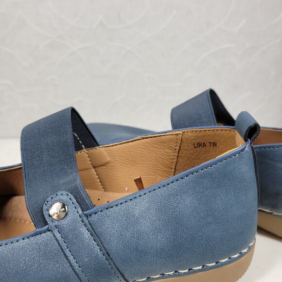 GC‎ Lira Leather Mary Janes Womens 7 Metallic Blue Closed Toe Shoes - Picture 12 of 16